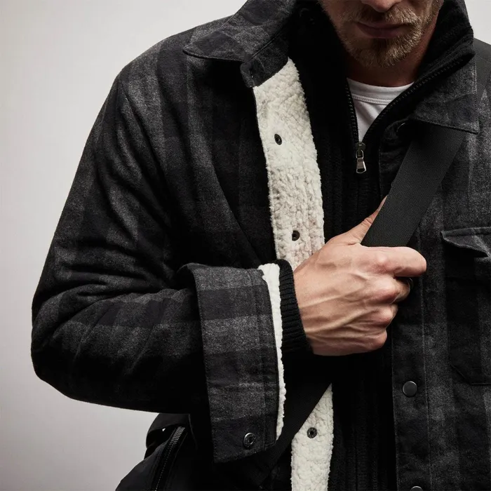 Men JacketsOuterwear James Perse Sherpa Lined Plaid Jacket Flannelblack