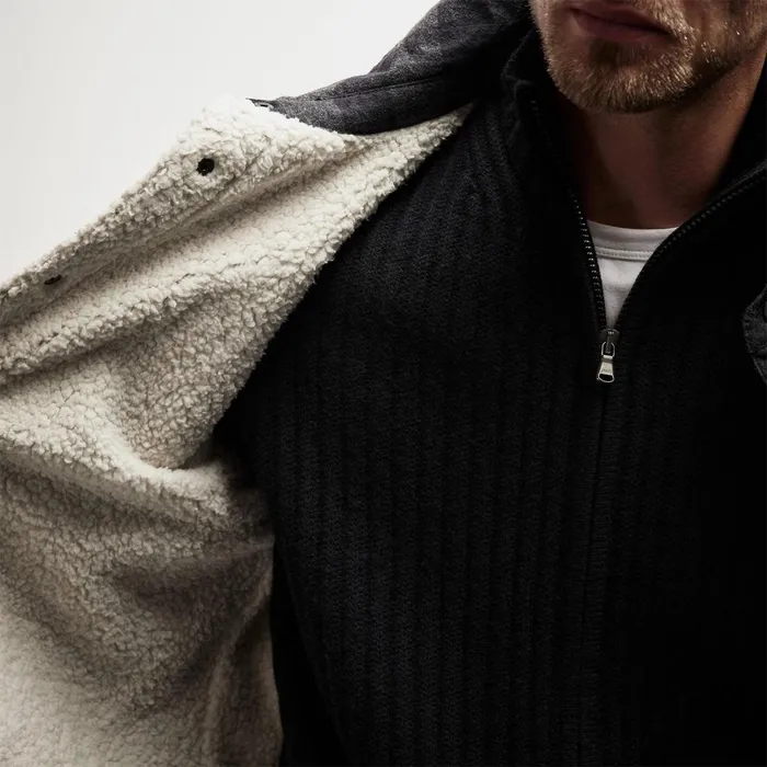 Men JacketsOuterwear James Perse Sherpa Lined Plaid Jacket Flannelblack