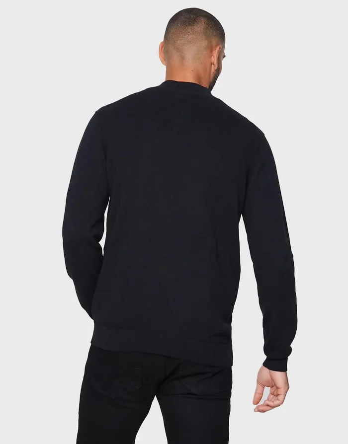 Men Jet Black Funnel Neck Jumper Jet Black Threadbare Knitwear Men Jet Black Funnel Neck Jumper Jet Black Threadbare Knitwear