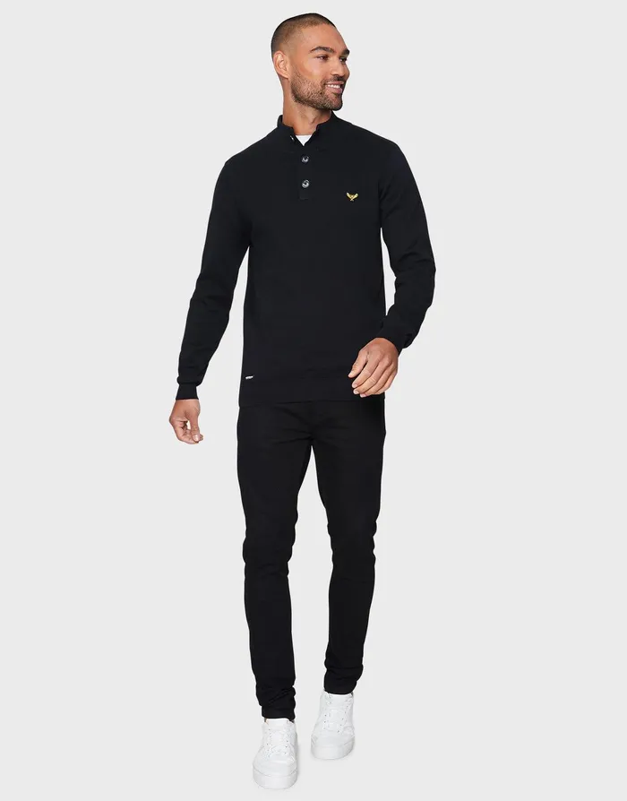 Men Jet Black Funnel Neck Jumper Jet Black Threadbare Knitwear Men Jet Black Funnel Neck Jumper Jet Black Threadbare Knitwear