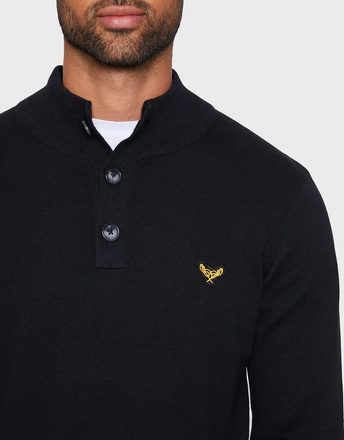 Men Jet Black Funnel Neck Jumper Jet Black Threadbare Knitwear Men Jet Black Funnel Neck Jumper Jet Black Threadbare Knitwear