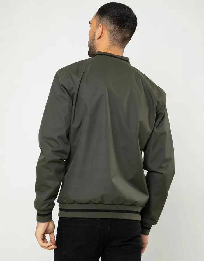 Men Khaki Bomber Jacket Khaki Threadbare Jacket and Coats