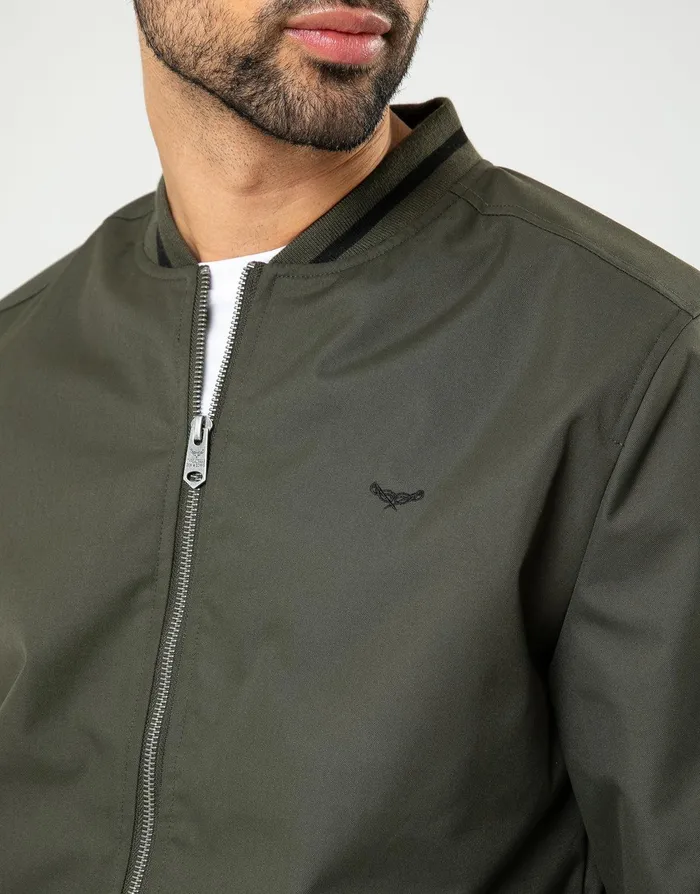 Men Khaki Bomber Jacket Khaki Threadbare Jacket and Coats