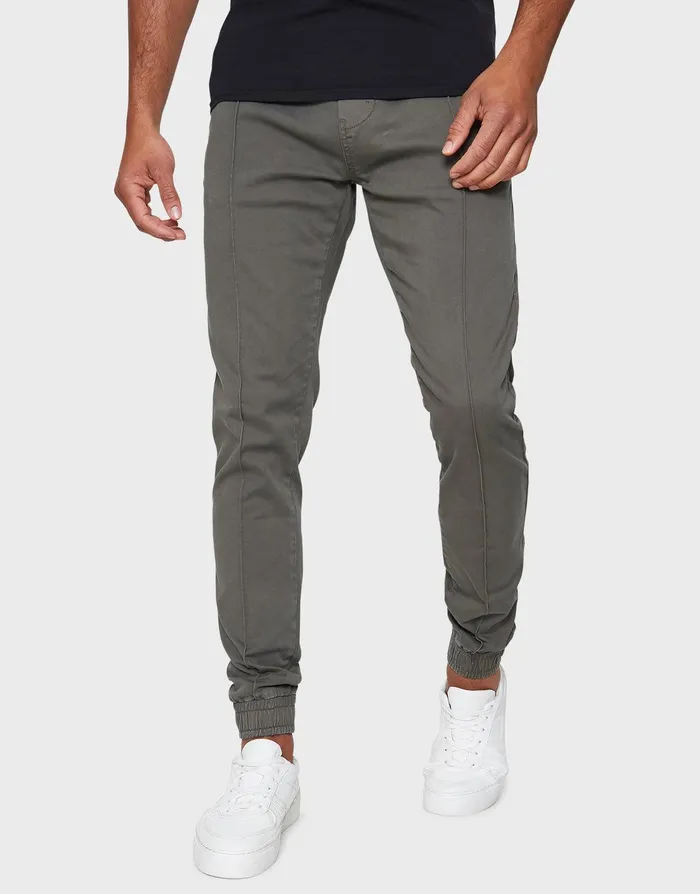 Men Khaki Slim Fit Trousers Khaki Threadbare Trousers and Cargos
