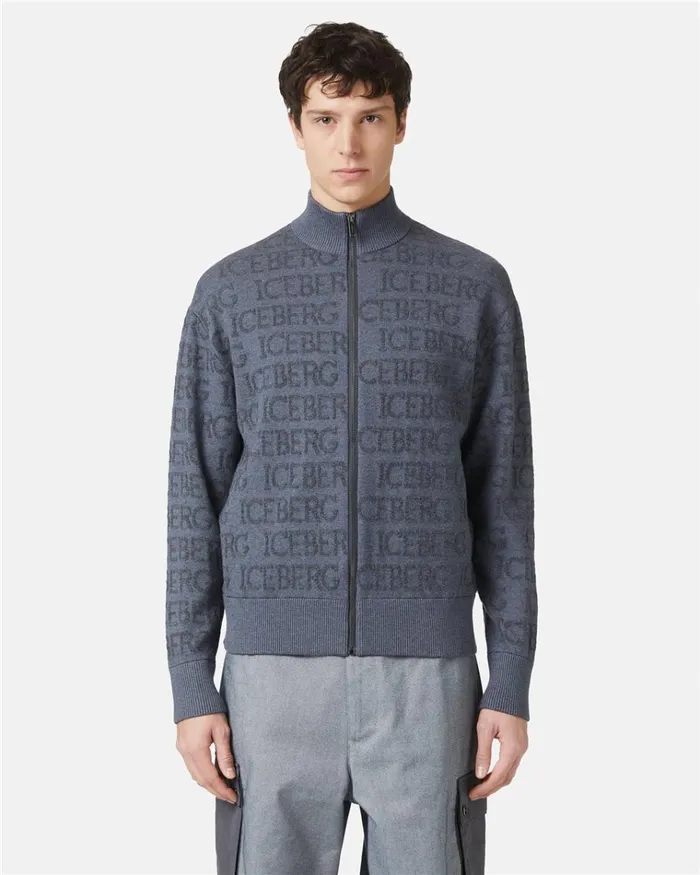 Men KNITWEAR Iceberg Jacquard Knit Bomber Jacket