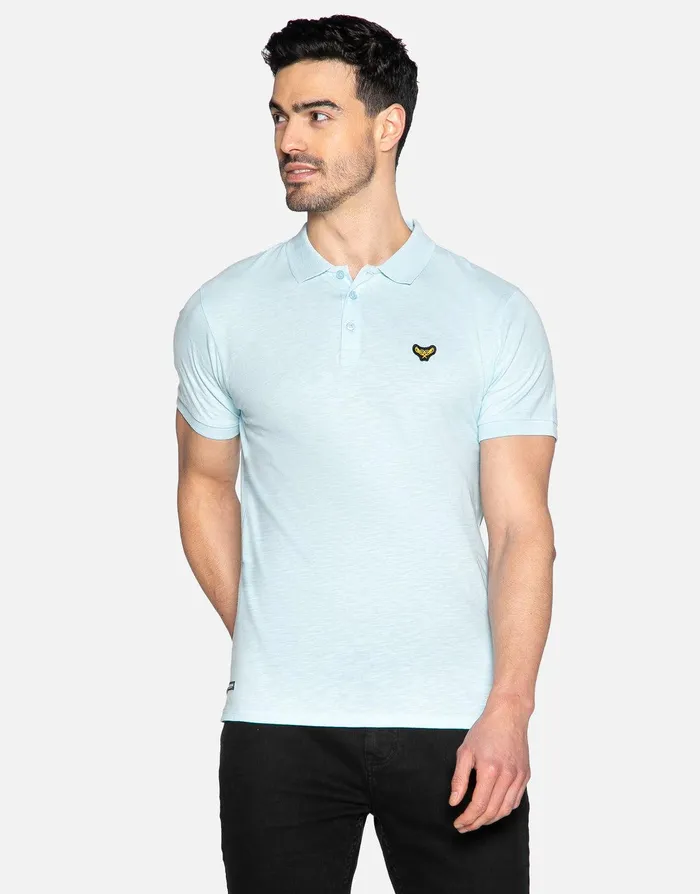 Men Light Blue Short Sleeve Polo Shirt Blue Threadbare Polo Shirts