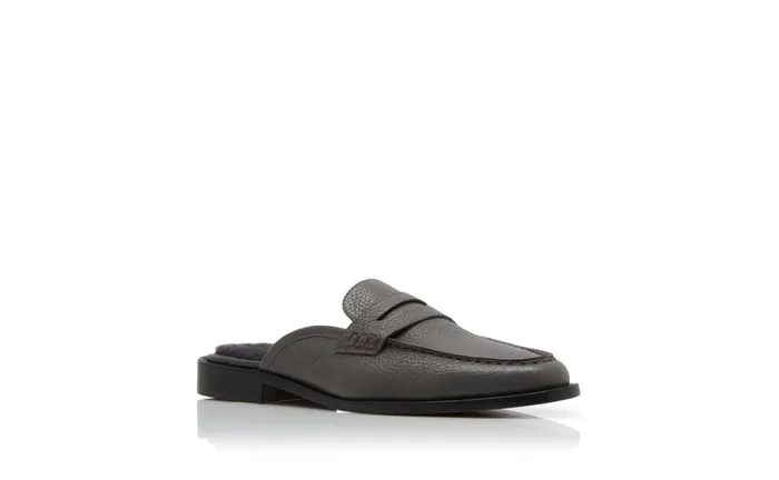 Men Loafers Manolo Blahnik PERRYMU Grey Calf Leather Backless Loafers