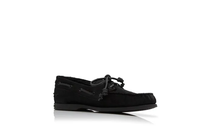 Men Loafers Manolo Blahnik SIDMOUTH Black Calf Hair Boat Shoes