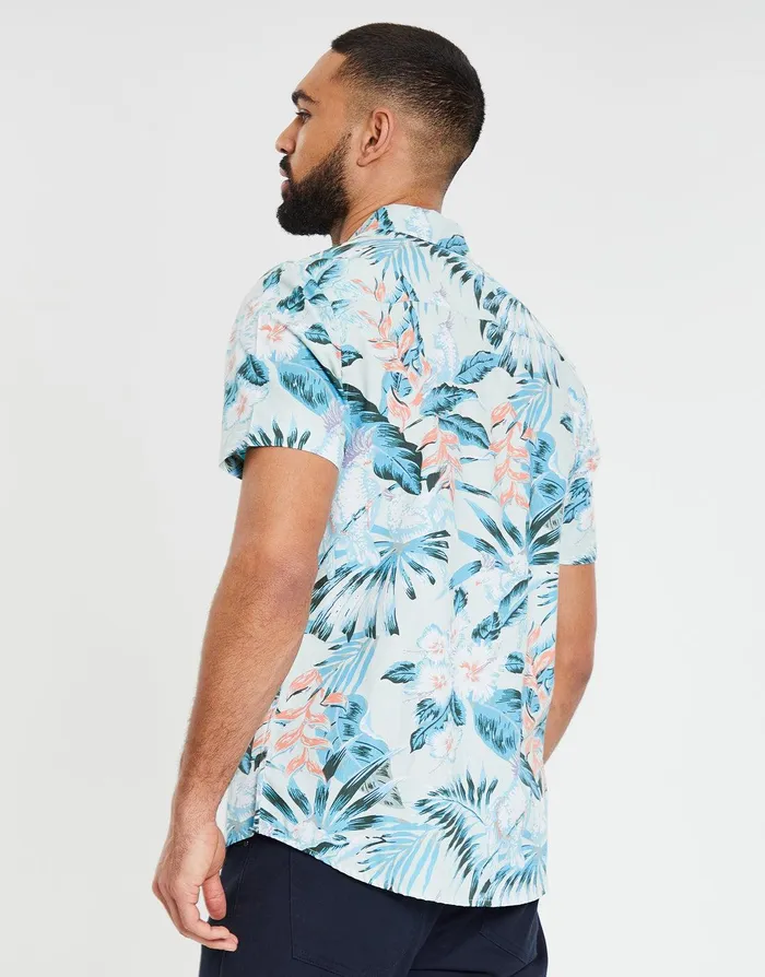 Men Mint Hawaiian Floral Print Short Sleeve Shirt Mint Threadbare Shirts Men Mint Hawaiian Floral Print Short Sleeve Shirt Mint Threadbare Shirts