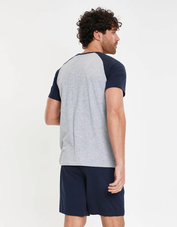 Men Navy and Grey Marl Loungewear Set 2Piece Set Navy and Grey Marl Threadbare Pyjamas Men Navy and Grey Marl Loungewear Set 2Piece Set Navy and Grey Marl Threadbare Pyjamas