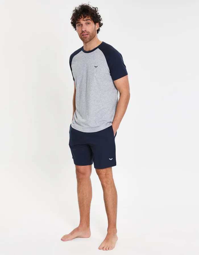 Men Navy and Grey Marl Loungewear Set 2Piece Set Navy and Grey Marl Threadbare Pyjamas Men Navy and Grey Marl Loungewear Set 2Piece Set Navy and Grey Marl Threadbare Pyjamas
