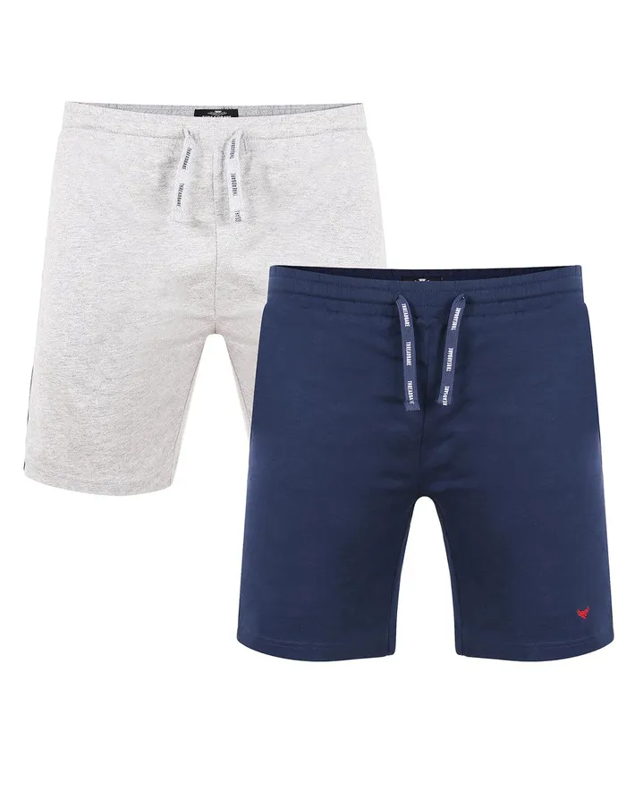 Men Navy and Grey Pyjama Jogger Shorts 2 Pack NavyGrey Marl Threadbare Loungewear Men Navy and Grey Pyjama Jogger Shorts 2 Pack NavyGrey Marl Threadbare Loungewear