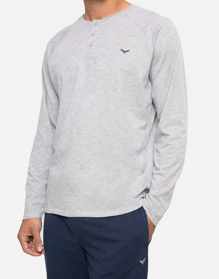 Men Navy and Grey Pyjama Long Sleeve TShirt and Joggers 2Piece Set Mid Grey Marl Threadbare Loungewear Men Navy and Grey Pyjama Long Sleeve TShirt and Joggers 2Piece Set Mid Grey Marl Threadbare Loungewear