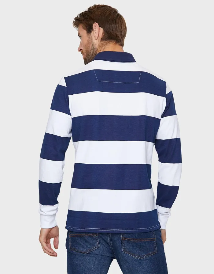 Men Navy Blue and Ecru Striped Rugby Shirt Navy Ecru Threadbare Rugby Shirts Men Navy Blue and Ecru Striped Rugby Shirt Navy Ecru Threadbare Rugby Shirts