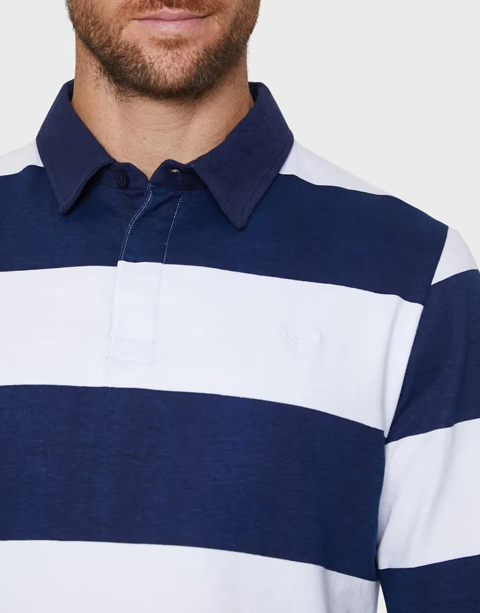 Men Navy Blue and Ecru Striped Rugby Shirt Navy Ecru Threadbare Rugby Shirts Men Navy Blue and Ecru Striped Rugby Shirt Navy Ecru Threadbare Rugby Shirts