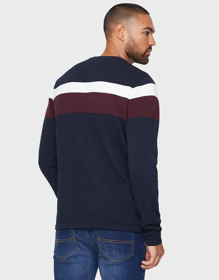 Men Navy Colourblock Jumper Navy Threadbare Knitwear Men Navy Colourblock Jumper Navy Threadbare Knitwear