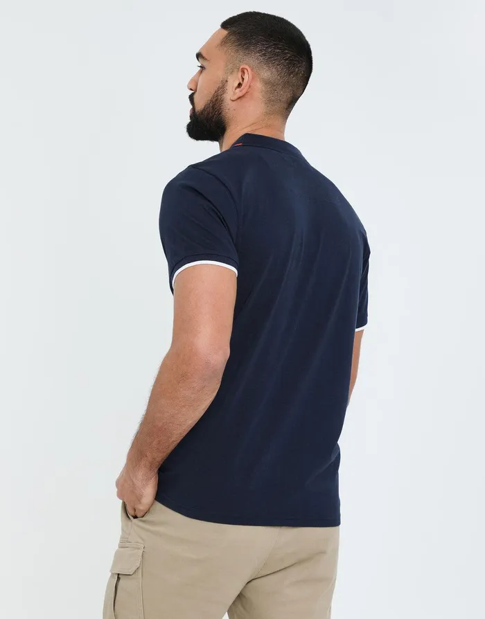 Men Navy Contrast Orange Zip Collar Polo Shirt Navy Threadbare Polo Shirts Men Navy Contrast Orange Zip Collar Polo Shirt Navy Threadbare Polo Shirts