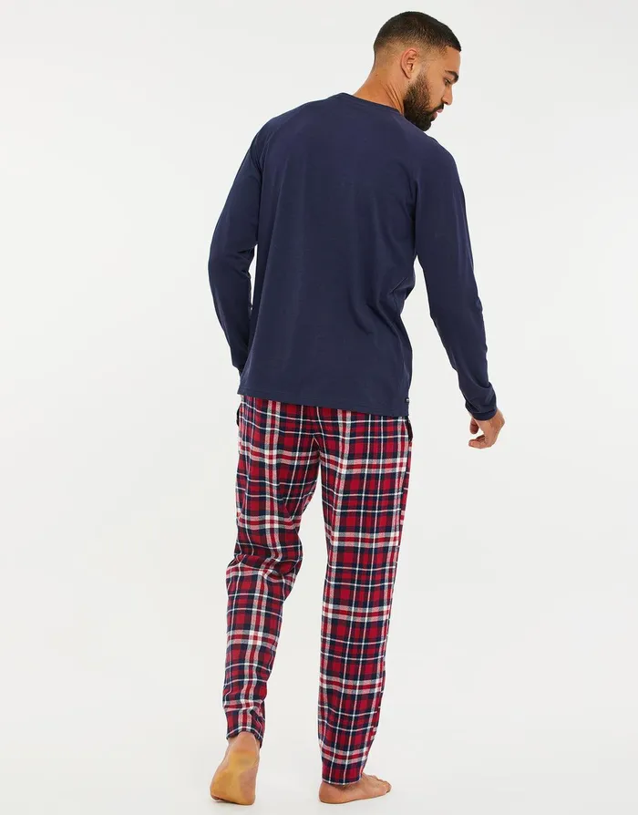 Men Navy Cotton Pyjama Set 2Piece Set NavyRed Check Threadbare Pyjamas Men Navy Cotton Pyjama Set 2Piece Set NavyRed Check Threadbare Pyjamas