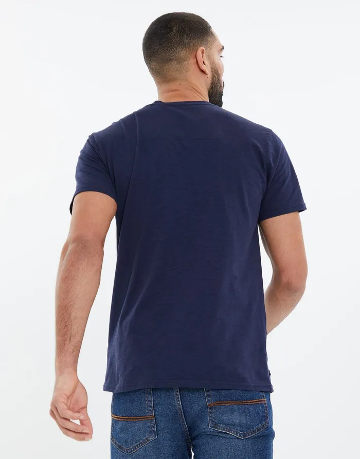Men Navy Cotton Slub Varsity TShirt Navy Threadbare TShirts Men Navy Cotton Slub Varsity TShirt Navy Threadbare TShirts