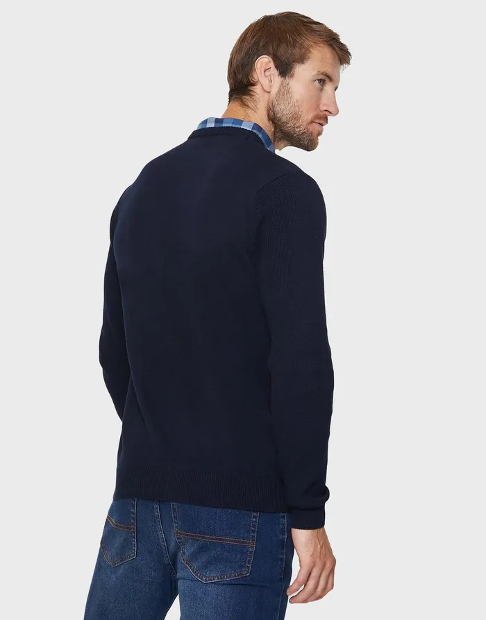 Men Navy Mock Shirt Collar Jumper Navy Threadbare Knitwear Men Navy Mock Shirt Collar Jumper Navy Threadbare Knitwear