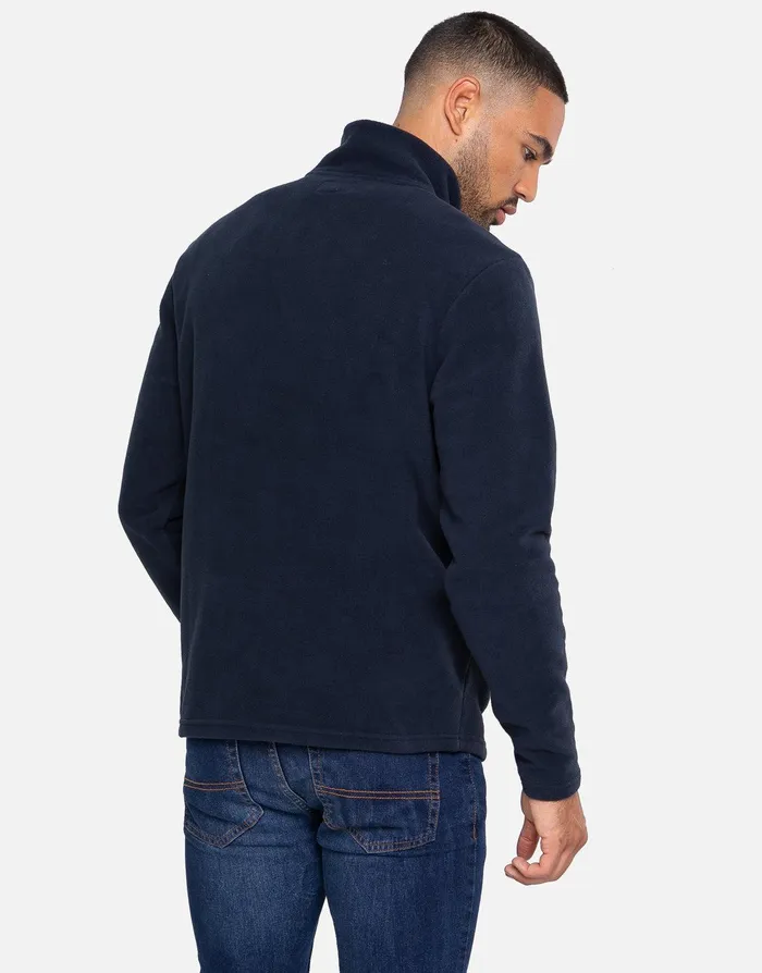 Men Navy Quarter Zip Fleece Sweatshirt Navy Threadbare Sweatshirts