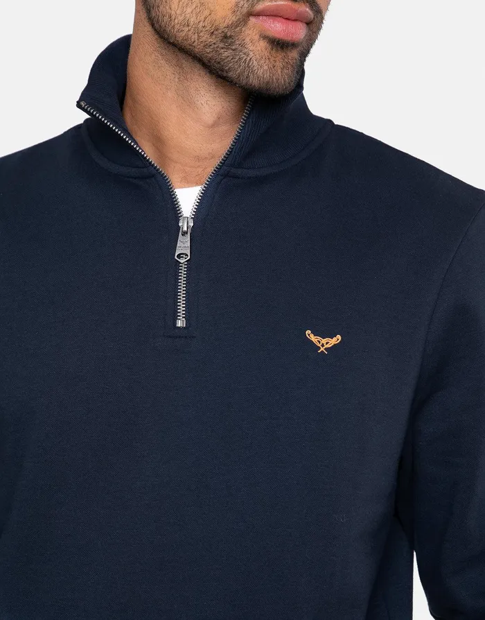 Men Navy Quarter Zip Knitted Sweatshirt Navy Threadbare Sweatshirts Men Navy Quarter Zip Knitted Sweatshirt Navy Threadbare Sweatshirts