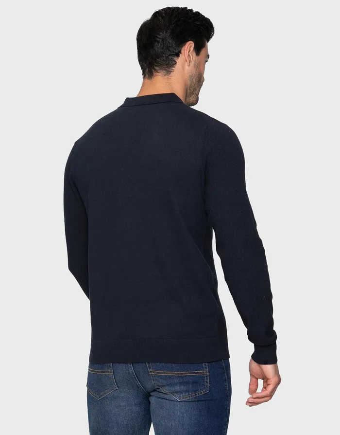 Men Navy Quarter Zip Polo Jumper Navy Threadbare Polo Shirts Men Navy Quarter Zip Polo Jumper Navy Threadbare Polo Shirts