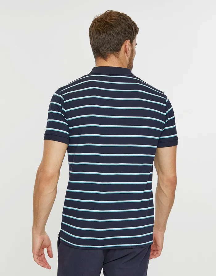 Men Navy Stripe Rib Collar Polo Shirt Navy Threadbare Polo Shirts Men Navy Stripe Rib Collar Polo Shirt Navy Threadbare Polo Shirts