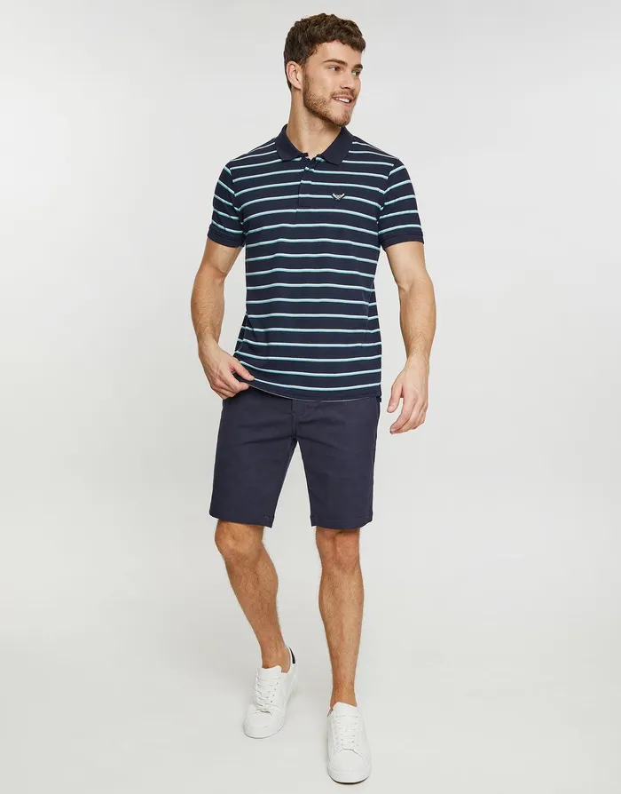 Men Navy Stripe Rib Collar Polo Shirt Navy Threadbare Polo Shirts Men Navy Stripe Rib Collar Polo Shirt Navy Threadbare Polo Shirts