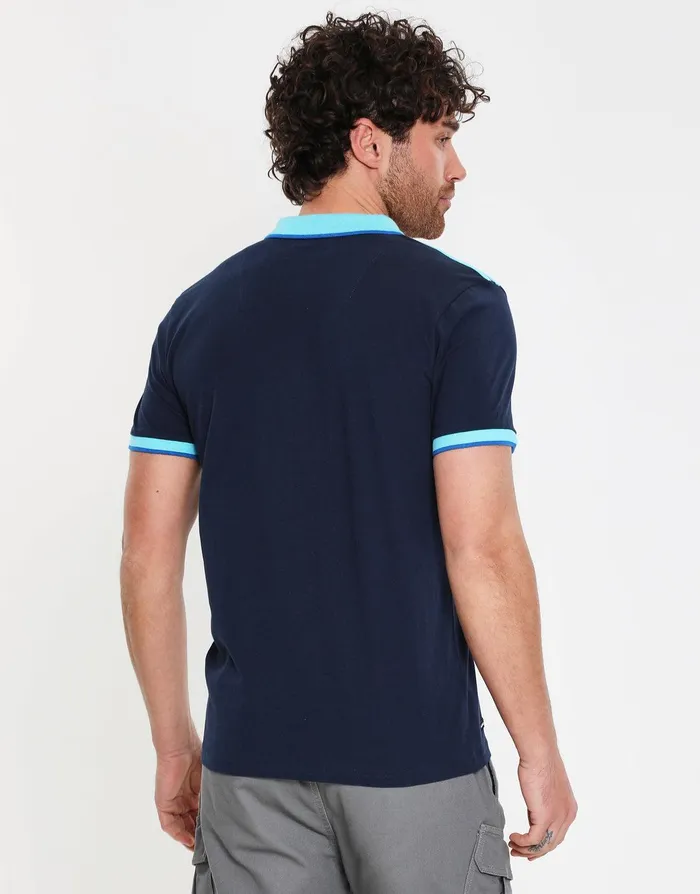 Men Navy Tonal Rib Collar Polo Shirt Navy Threadbare Polo Shirts Men Navy Tonal Rib Collar Polo Shirt Navy Threadbare Polo Shirts