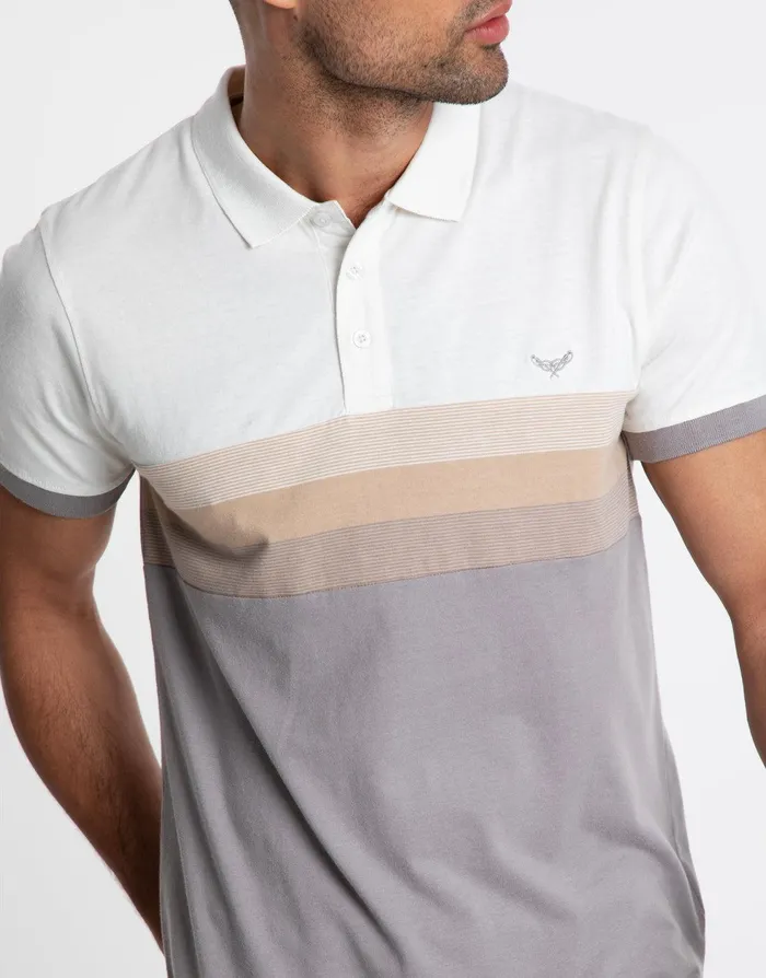 Men Neutral Colourblock Rib Collar Polo Shirt Neutral Threadbare Polo Shirts Men Neutral Colourblock Rib Collar Polo Shirt Neutral Threadbare Polo Shirts