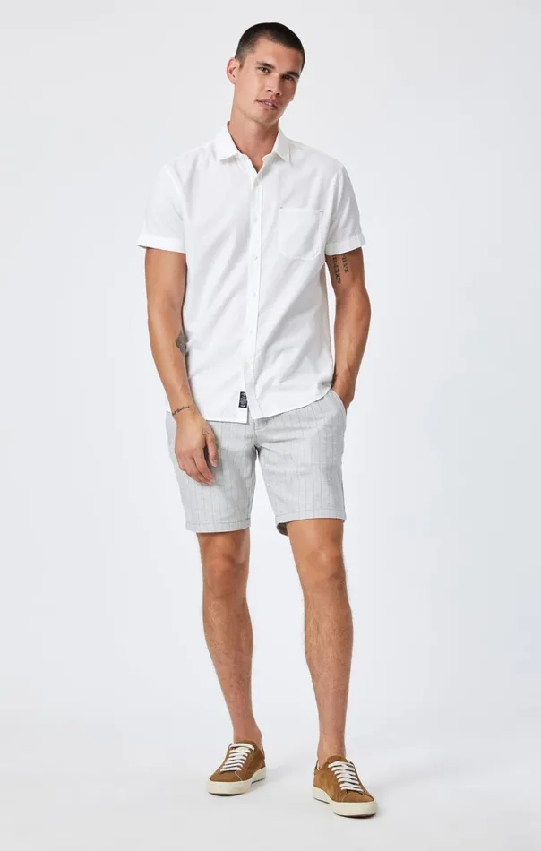 Men Noah Shorts In Grey Stripe Linen Mavi Jeans Shorts