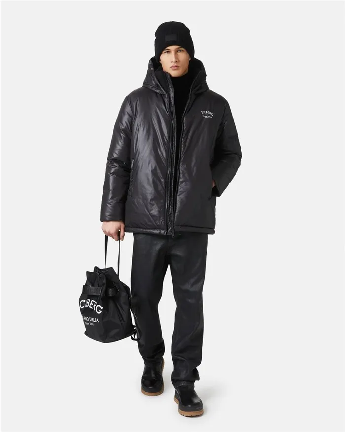 Men OUTERWEAR Iceberg Nylon Down Jacket With Logo Men OUTERWEAR Iceberg Nylon Down Jacket With Logo