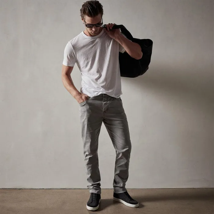 Men PantsDenim James Perse Brushed Twill 5 Pocket Pant Silver Grey Pigment