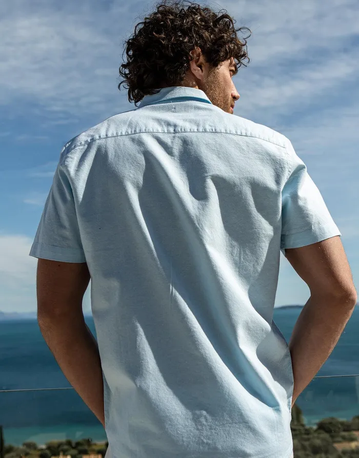 Men Pastel Blue Cotton Short Sleeve Shirt Pastel Blue Threadbare Shirts Men Pastel Blue Cotton Short Sleeve Shirt Pastel Blue Threadbare Shirts