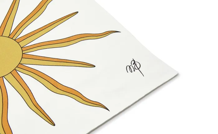 Men Pocket Squares Manolo Blahnik SUN Ivory Silk Sunburst Print Pocket Square