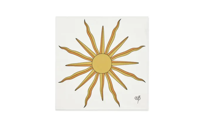 Men Pocket Squares Manolo Blahnik SUN Ivory Silk Sunburst Print Pocket Square