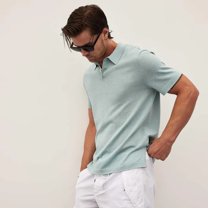 Men PolosNovelty Tops James Perse San Jacinto Knit Polo Baby Blue