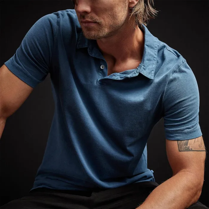 Men PolosNovelty Tops James Perse Sueded Jersey Polo Lake Pigment