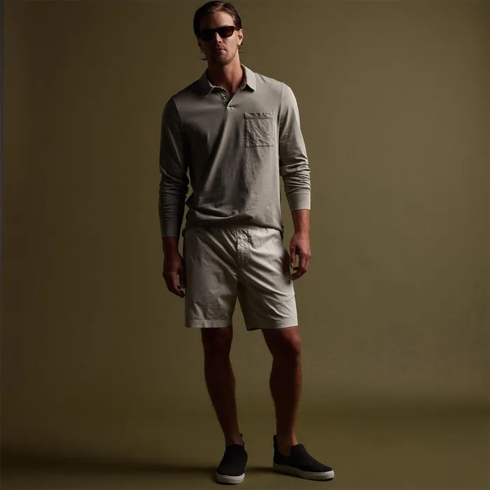Men PolosNovelty Tops James Perse Sueded Jersey Rugby Polo Mineral Pigment