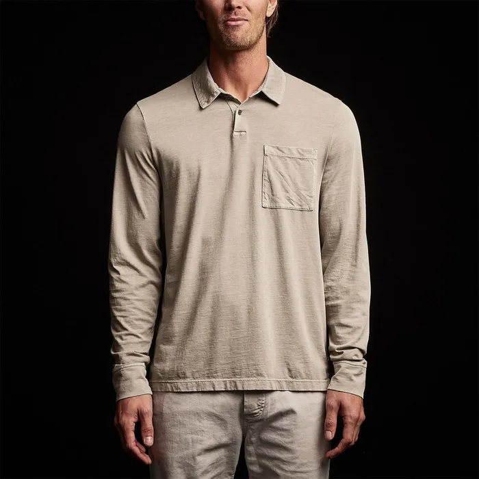 Men PolosNovelty Tops James Perse Sueded Jersey Rugby Polo Mineral Pigment