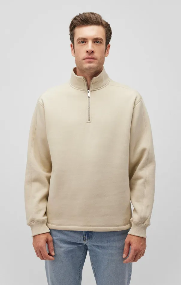 Men Quarter Zip Sweatshirt In Pelican Mavi Jeans Loungewear