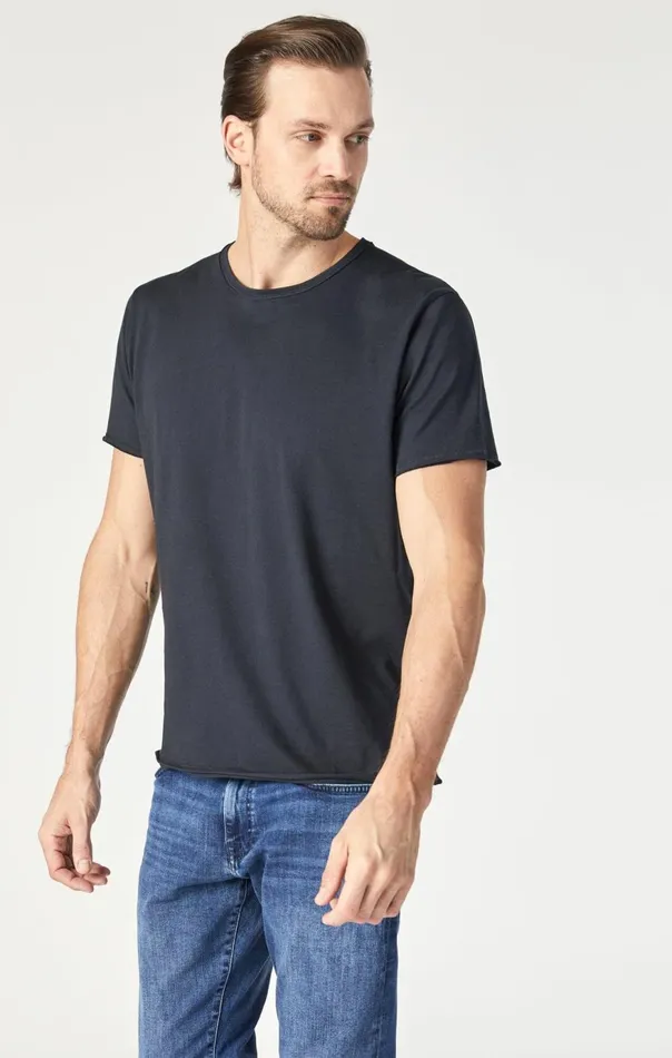 Men Raw Edge Neck TShirt In Black Mavi Jeans TShirts Men Raw Edge Neck TShirt In Black Mavi Jeans TShirts