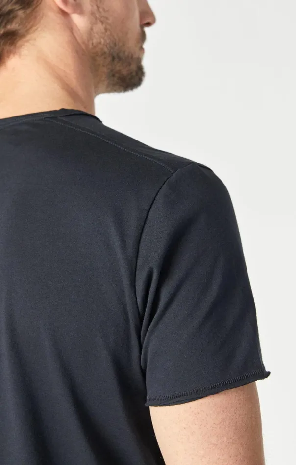 Men Raw Edge Neck TShirt In Black Mavi Jeans TShirts Men Raw Edge Neck TShirt In Black Mavi Jeans TShirts
