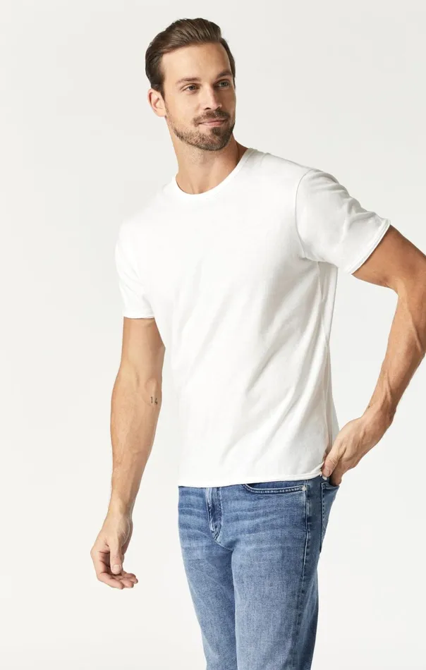 Men Raw Edge Neck TShirt In Blanc De Blanc Mavi Jeans TShirts Men Raw Edge Neck TShirt In Blanc De Blanc Mavi Jeans TShirts