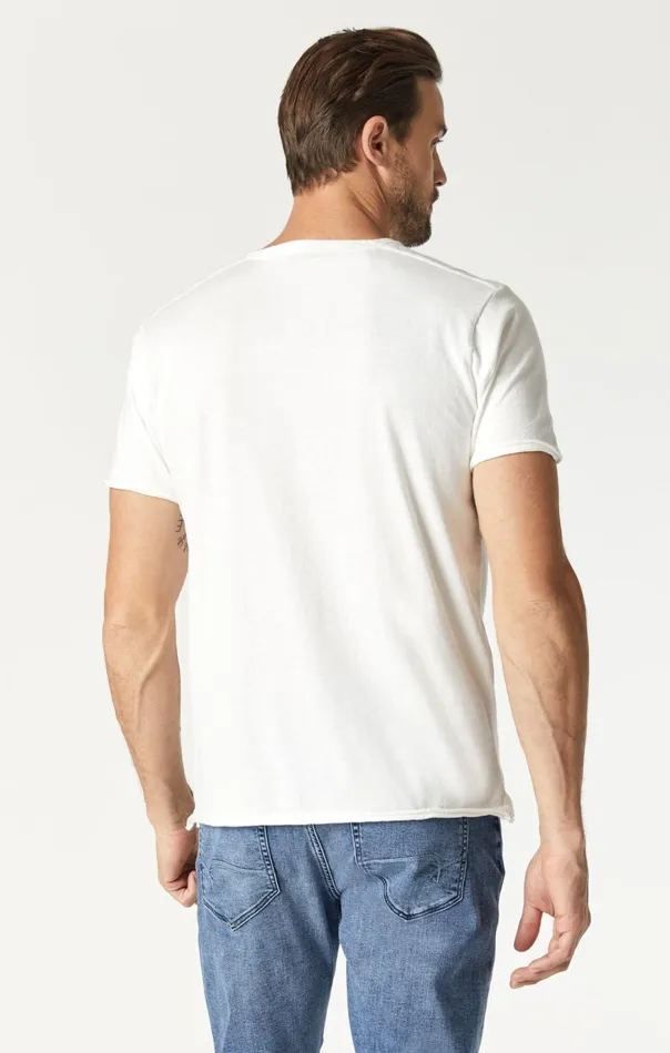 Men Raw Edge Neck TShirt In Blanc De Blanc Mavi Jeans TShirts Men Raw Edge Neck TShirt In Blanc De Blanc Mavi Jeans TShirts