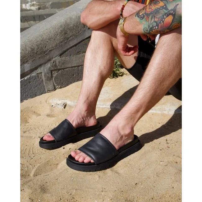 Men Rowdy Black Leather Sandals Windsor Smith Sandals