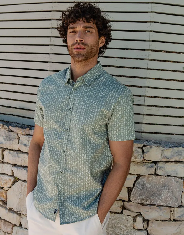 Men Sage Pineapple Print Short Sleeve Shirt Sage Threadbare Shirts Men Sage Pineapple Print Short Sleeve Shirt Sage Threadbare Shirts