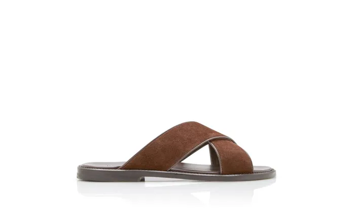 Men Sandals Manolo Blahnik OTAWI Chocolate Brown Suede CrissCross Sandals Men Sandals Manolo Blahnik OTAWI Chocolate Brown Suede CrissCross Sandals