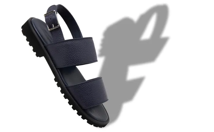 Men Sandals Manolo Blahnik STUDLAND Navy Blue Calf Leather Flat Sandals Men Sandals Manolo Blahnik STUDLAND Navy Blue Calf Leather Flat Sandals